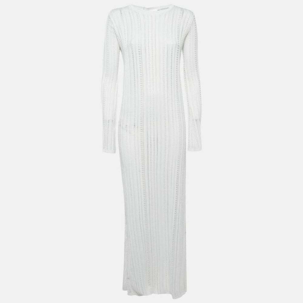 Sopho Handmade White Knit Long Sleeve Maxi Dress S